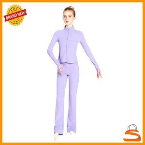 Girls Athletic Set Zipper Jacket Flare Pants Dance Yoga Gym